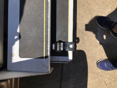 with bottom stairs still installed, and   15 3/4" ball mount without the 2" ball (will not fit with bottom stairs)