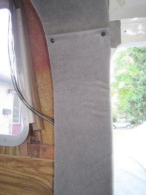 Side covers- attached to new plywood and to metal door pillars